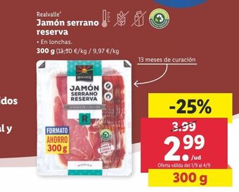 Lidl Jamón serrano reserva oferta