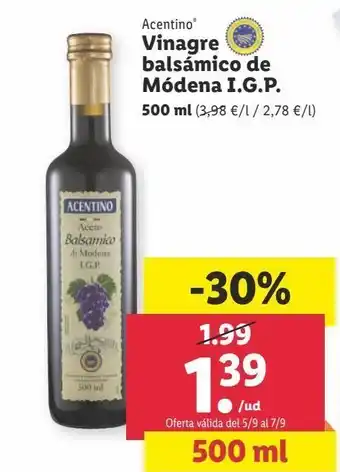 Lidl Vinagre balsámico de módena igp acentino oferta
