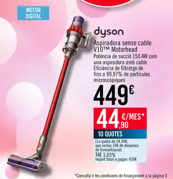 Carrefour Dyson Aspiradora sense cable V10 Motorhead oferta