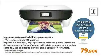 El Corte Inglés Hp Impresora Multifunción Envy Photo 6232 + Tarjeta Instant Ink 100 Páginas oferta