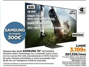 El Corte Inglés Samsung Televisor Neo Qled 75" QE75QN95A oferta