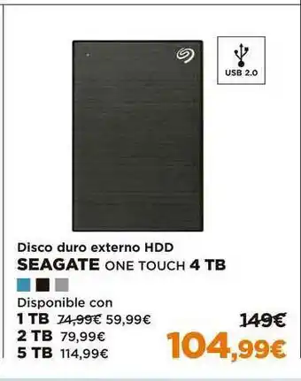 El Corte Inglés Seagate Disco Duro Externo Hdd One Touch 4 Tb oferta