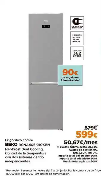 El Corte Inglés Beko Frigorifico Combi RCNA406K40XBN oferta