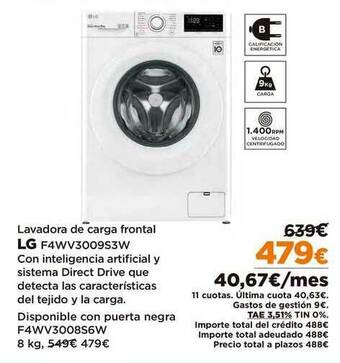 El Corte Inglés LG Lavadora De Carga Frontal F4WV3009S3W oferta