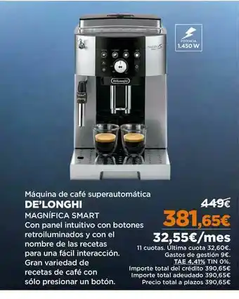 El Corte Inglés De'longhi Máquina De Café Superautomática oferta