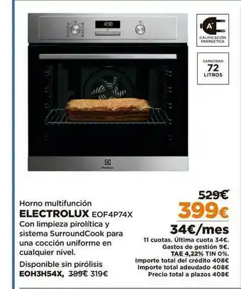 El Corte Inglés Electrolux Horno Multifunción EOF4P74X oferta