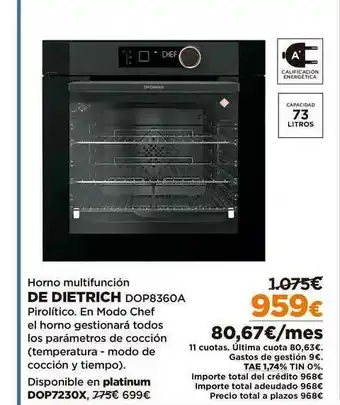 El Corte Inglés De Dietrich Horno Multifunciín DOP8360A oferta