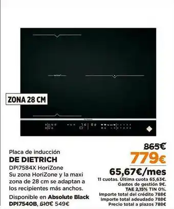 El Corte Inglés De Dietrich Placa De Inducción oferta