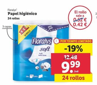 Lidl Papel higiénico floralys oferta