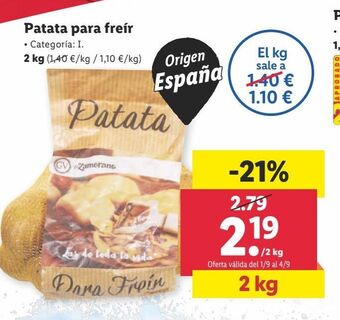 Lidl Patatas oferta