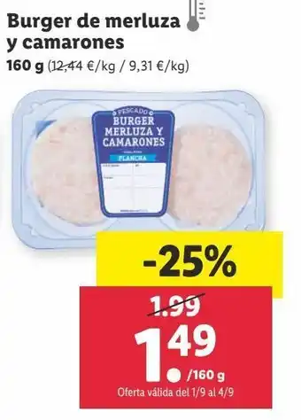 Lidl Hamburguesas de merluza y camarones oferta