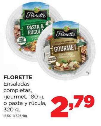 Alimerka Florette ensaladas completas gourmet o pasta y rúcula oferta