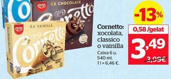 La Sirena Cornetto: xocolata, classico o vainilla oferta
