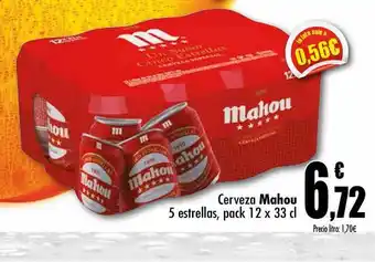 Unide Supermercados Mahou Cerveza 5 Estrellas Pack 12 oferta