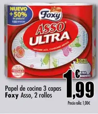 Unide Supermercados Foxy Asso Papel De Cocina 3 Capas 2 rollos oferta