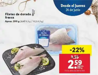 Lidl Filetes De Dorada Fresca 200 g oferta