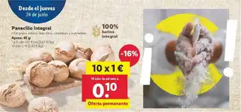 Lidl Panecillo Integral 45 g oferta