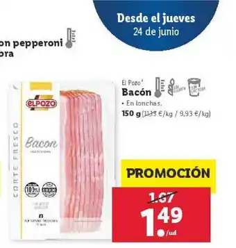 Lidl El Pozo Bacón 150 G oferta