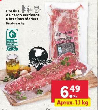 Lidl Costilla De Cerdo Marinada A Las Finas Hierbas oferta