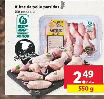 Lidl Alitas De Polli Partidas 550 g oferta