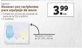 Lidl Topmove Neceser Con Recipientes Para Equipaje De Mano oferta