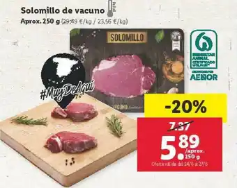 Lidl Solomillo De Vacuno 250 g oferta