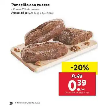 Lidl Panecillo Con Nueces 86 g oferta