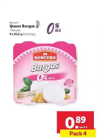 Lidl Roncero Queso Burgos 4 X 62,5 G oferta