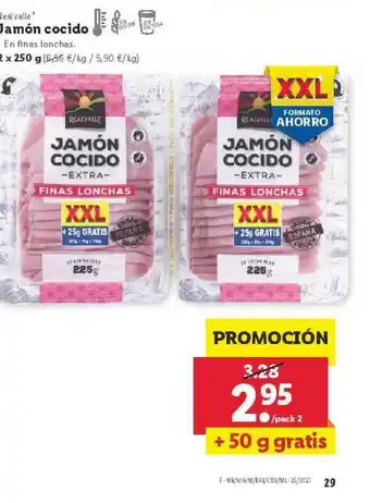 Lidl Realvalle Jamón Cocido 2 X 250 G oferta