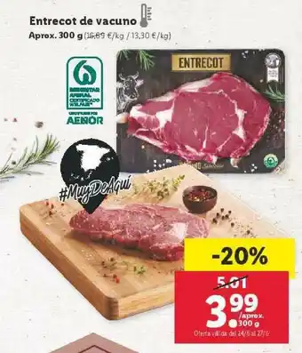 Lidl Entrecot De Vacuno 300 g oferta