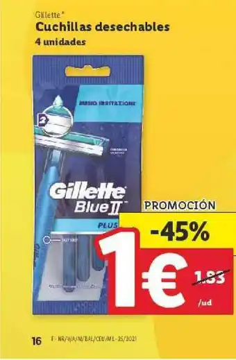 Lidl Gillette Cuchillas Desechables 4 Unidades oferta