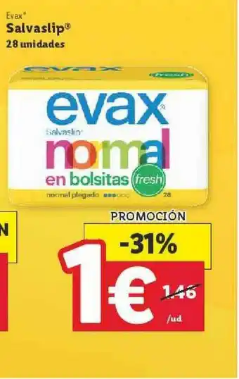 Lidl Evax Salvaslip 28 Unidades oferta