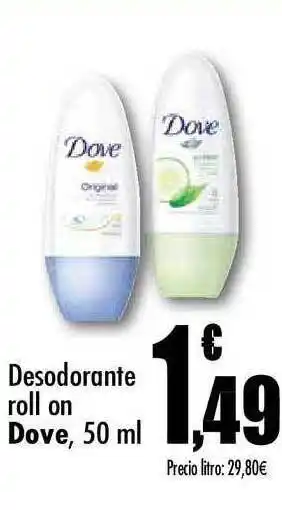 Unide Supermercados Dove, Desodorante roll on 50ml oferta