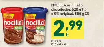 HiperDino Nocilla Original O Chocoleche, 620 G (1) O 0% Original, 550 G (2) oferta
