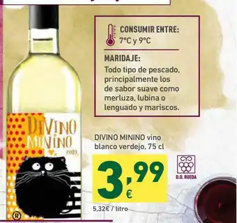Divino Minino Vinco Blanco Verdejo, 75 CL