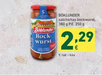 HiperDino Böklunder Salchichas Bockwurst, 380 G P.E. 250 G oferta