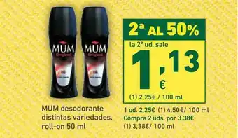 HiperDino Mum Desodorante Distintas Variedades, Roll-On 50 ML oferta