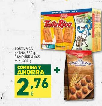 HiperDino Tosta Rica Galleta, 860 G + Campurrianas Mini, 300 G oferta