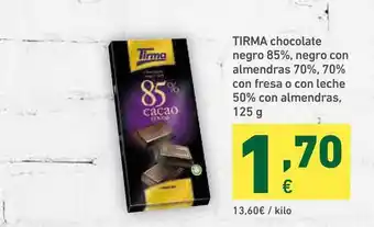 HiperDino Tirma Chocolate Negro 85% , Negro Con Almendras 70%, 70% Con Fresa O Con Leche 50% Con Almendras 125 G oferta