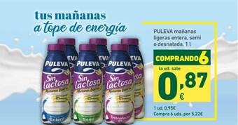HiperDino Puleva Mañanas Ligeras Entera, Semi O Desnatada 1L oferta