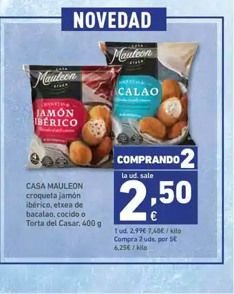HiperDino Casa Mauleon Croqueta Jamòn Ibérico, Etxea De Bacalao, Cocido O Torta Del Casar, 400 G oferta