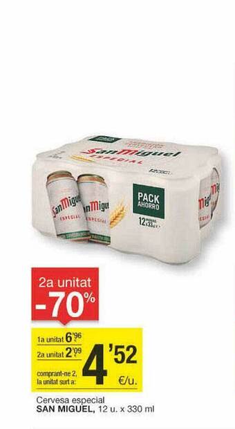 BonpreuEsclat 2a unitat -70% cervesa especial san miguel oferta