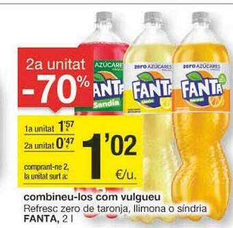 BonpreuEsclat 2a unitat -70% refresc zero de taronja llimona o síndria fanta oferta