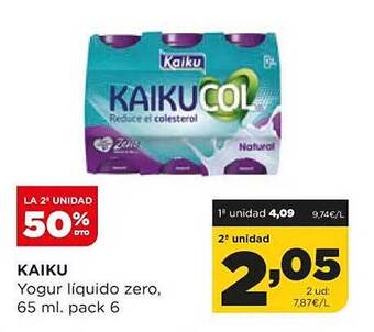 Alimerka La 2a unidad 50% dto kaiku yogur liquido zero pack 6 oferta