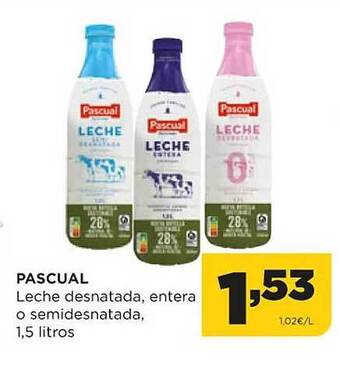 Alimerka Pascual leche desnatada entera o semidesnatada oferta