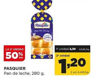 Alimerka La 2a unidad 50% dto pasquier pan de leche oferta