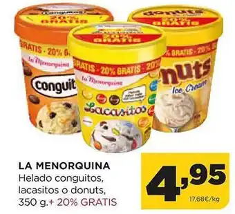 Alimerka Ma menorquina helado conguitos lacasitos o donuts + 20% gratis oferta