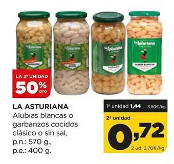 Alimerka La 2a unidad 50% dto la asturiana alubias blancas o garbanzos cocidos clásico o sin sal oferta