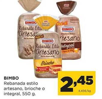 Alimerka Bimbo rebanada estilo artesano brioche o integral oferta