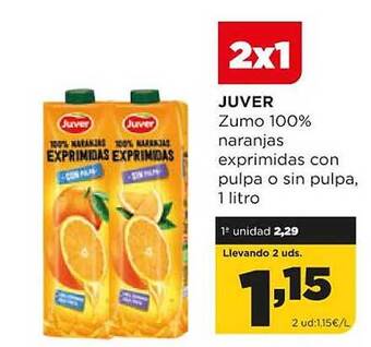 Alimerka Juver zumo 100% naranjas exprimidas con pulpa o sin pulpa oferta